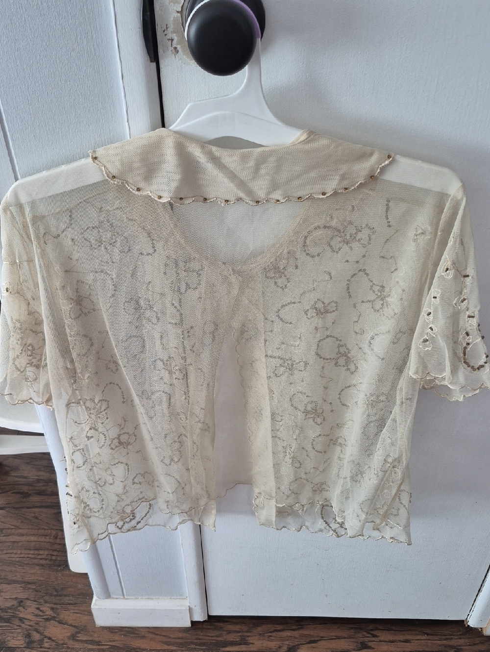 Vintage Newport News Sheer Cream Mesh Cardigan. Xl - Picture 6 of 7
